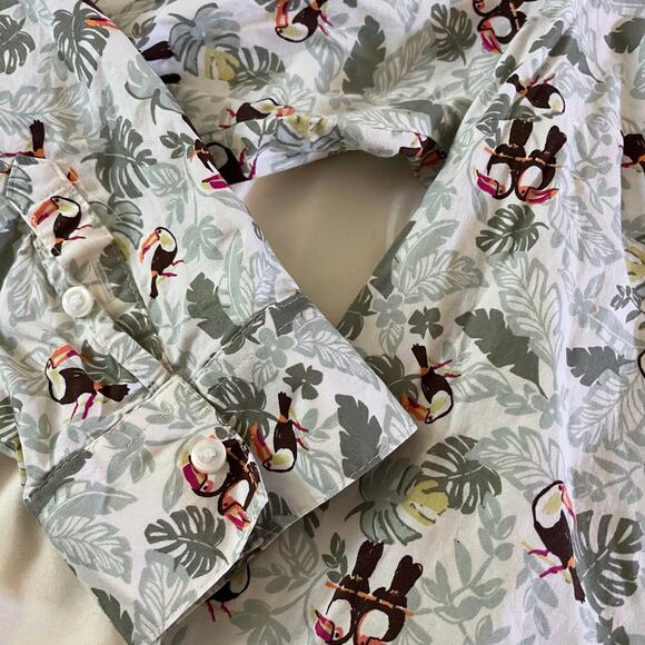 Croft & Barrow Long Sleeve Casual Button Up Plus Sz 1X Toucan Bird Green Leaf - Picture 4 of 8